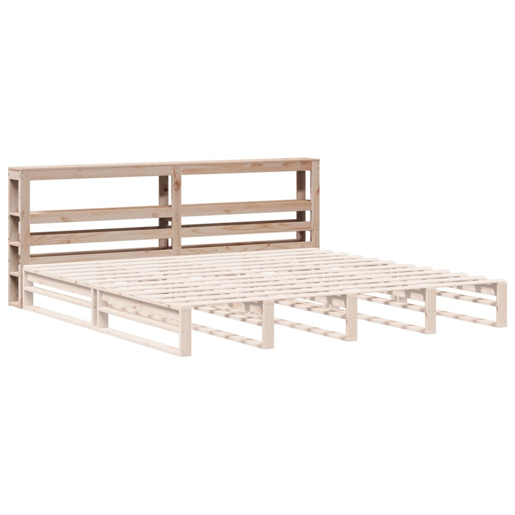 Headboard with Shelves 200 cm Solid Wood Pine